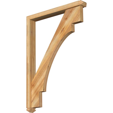 Merced Arts And Crafts Rough Sawn Bracket W/ Offset Brace, Western Red Cedar, 4W X 32D X 44H